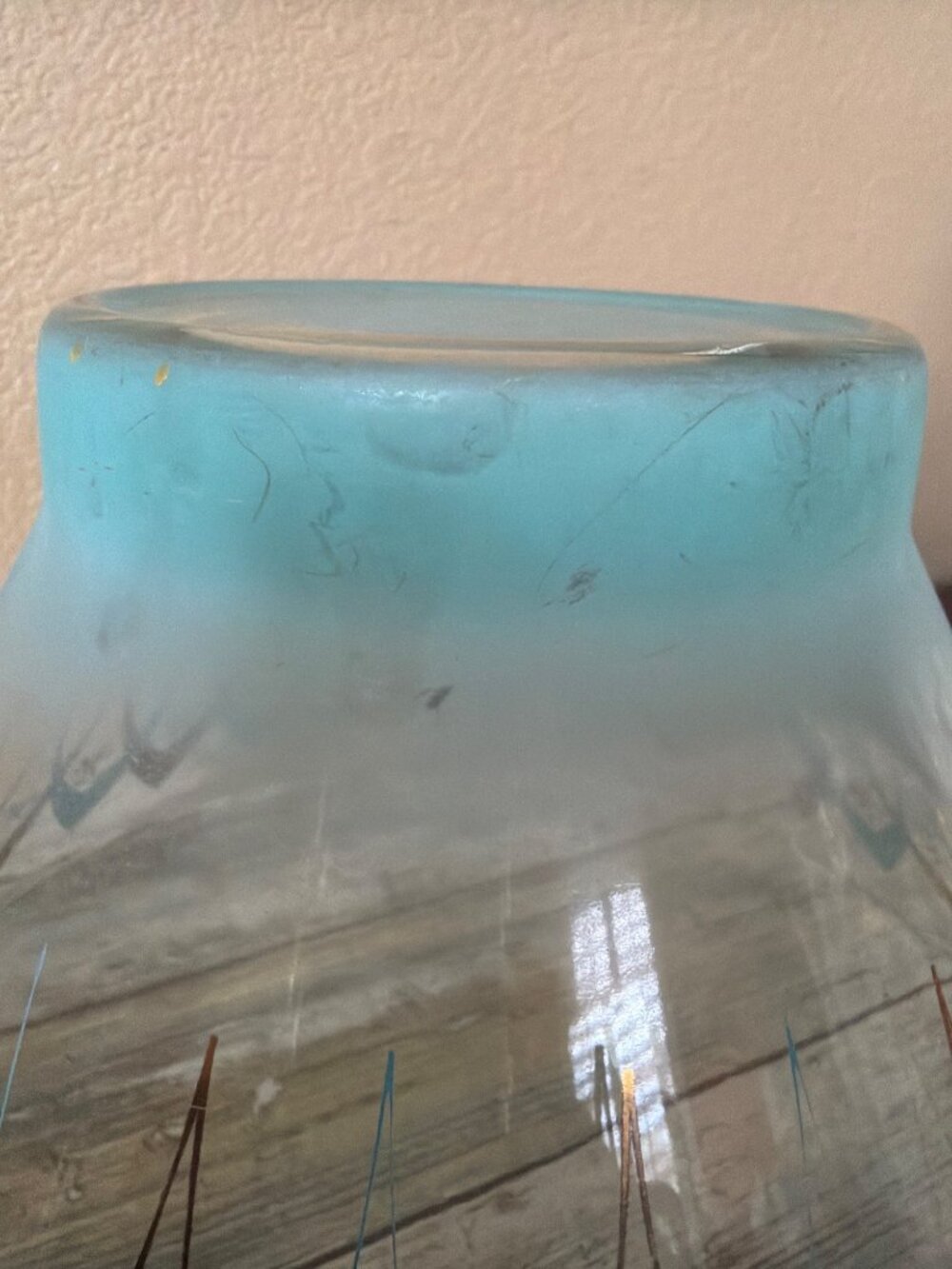 Vintage Anchor Hocking Blendo Atomic Happy Hour Chip Serving Bowl Turquoise Gold - Picture 11 of 13